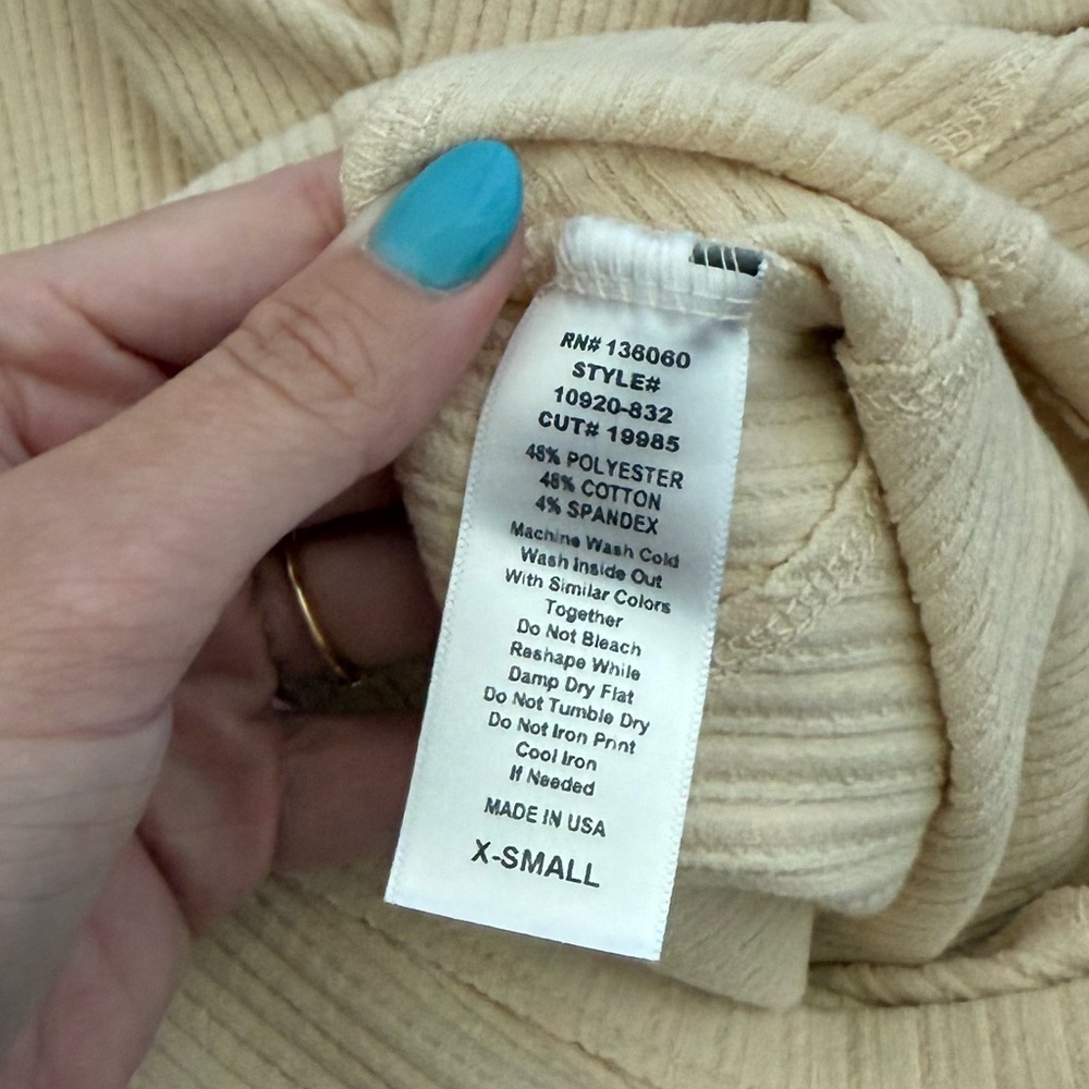 NWOT Project Social T See Me Seamed Pointelle Jumpsuit Cream, size XS - Picture 6 of 6